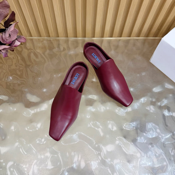 Loew Mule Slip-on Kitten Heel 45 Burgundy in Sheepskin 749403