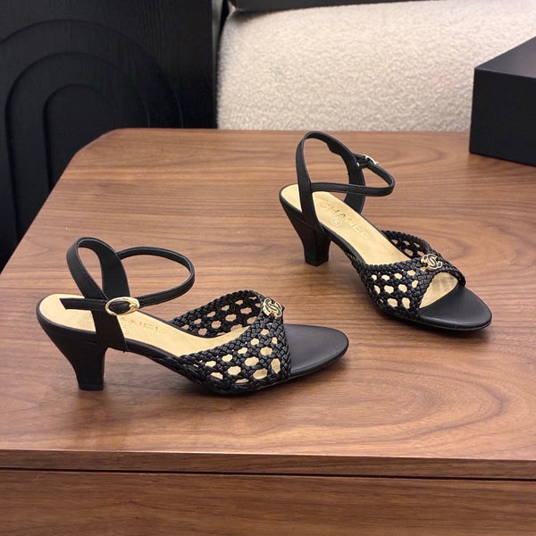 CC Ankle-strap Heeled 60 Black in Woven 747968