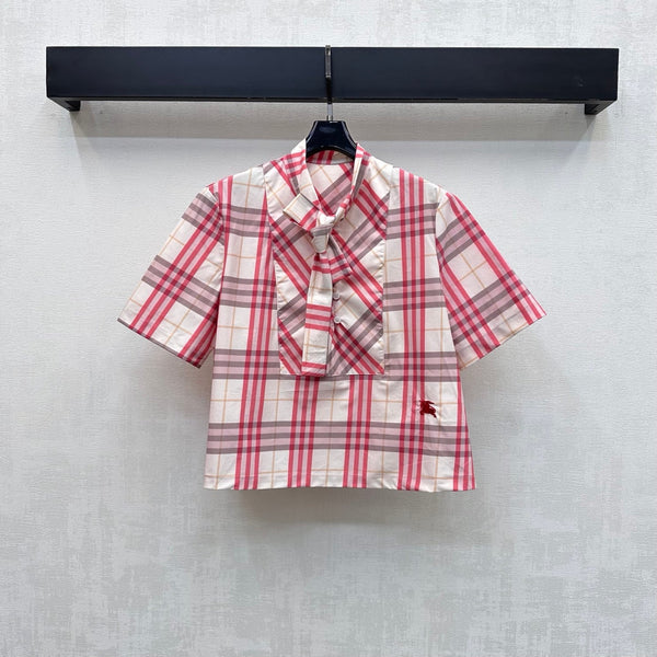 BBR Checkered Shirt and Shorts Set Pink in Polyester 378858