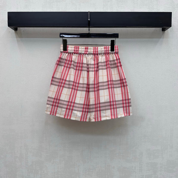 BBR Checkered Shirt and Shorts Set Pink in Polyester 378858