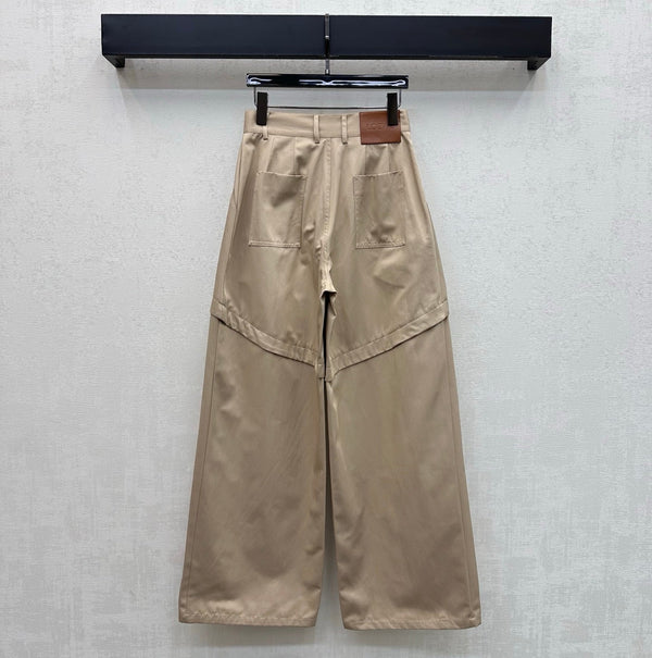 Loew 26 Khaki Wide-Leg Trousers in Cotton 378624