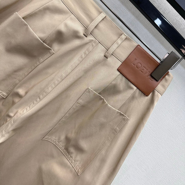 Loew 26 Khaki Wide-Leg Trousers in Cotton 378624
