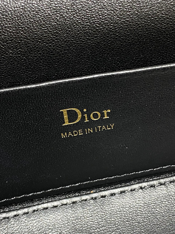 CD Bow-embellished Cosmetic Bag 17.5  Black in Lambskin 286414