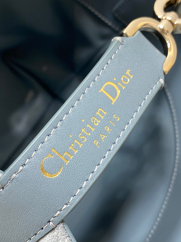 CD Toujours Vertical Bag 18cm Light Blue in Suede 286503