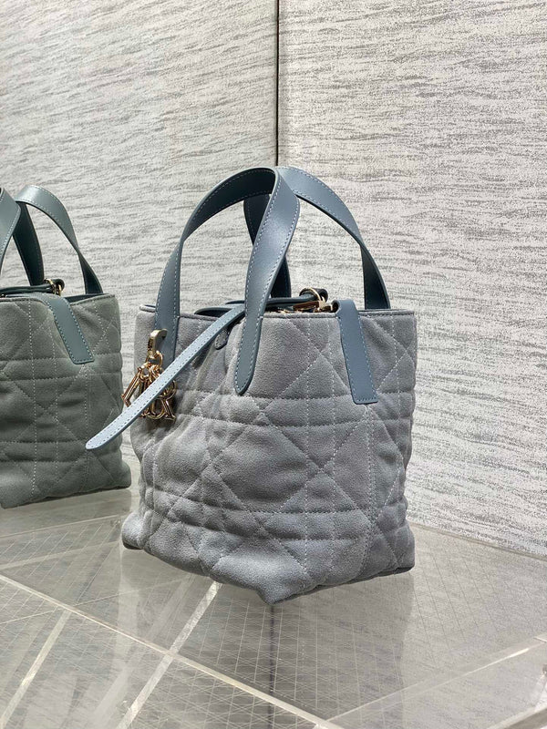 CD Toujours Vertical Bag 18cm Light Blue in Suede 286503