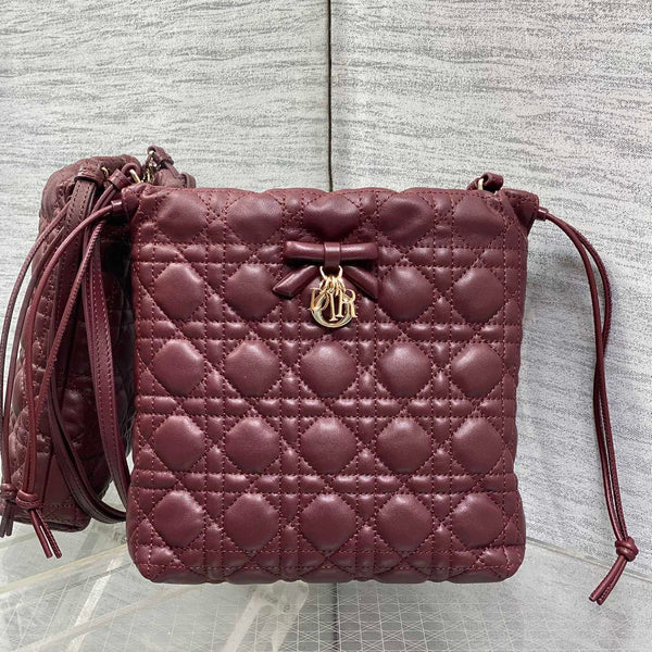 Sac CD Dior Adiorable 22cm bordeaux en cuir matelassé 286633