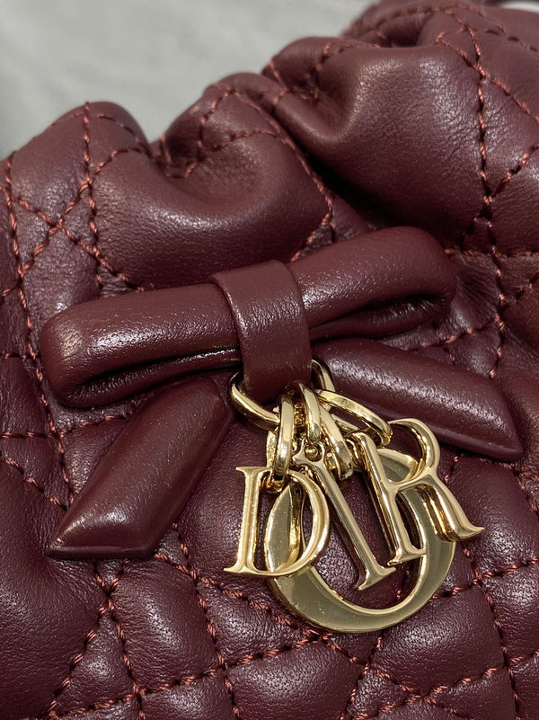 Sac CD Dior Adiorable 22cm bordeaux en cuir matelassé 286633