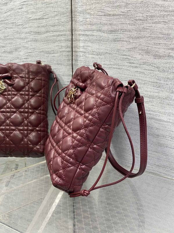 Sac CD Dior Adiorable 22cm bordeaux en cuir matelassé 286633