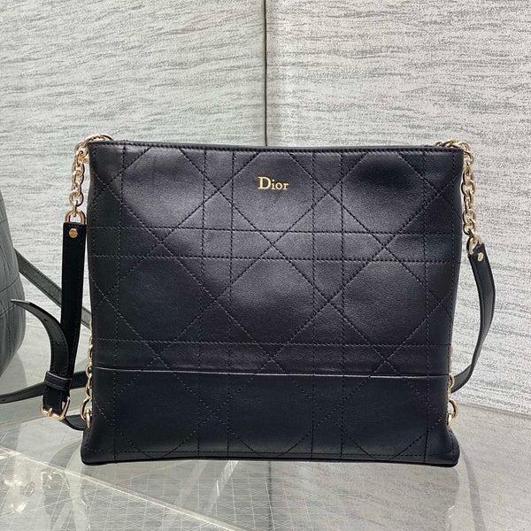 CD 26 Trianon Hobo Chain Bag 25cm Black in Cowhide 286594