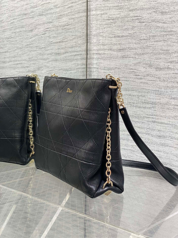 CD 26 Trianon Hobo Chain Bag 25cm Black in Cowhide 286594