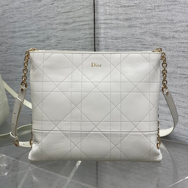 CD 26 Trianon Hobo Chain Bag 25cm White in Cowhide 286604