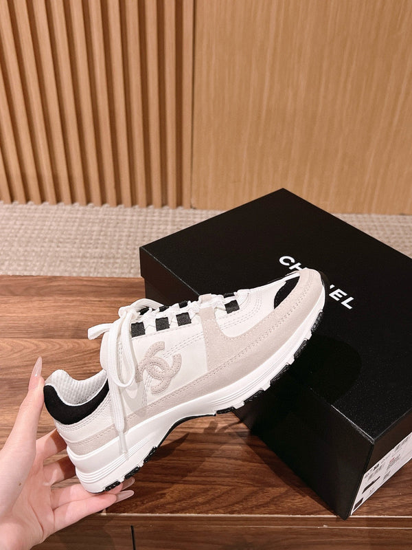 CC Sneaker Black Beige White in Leather 753929