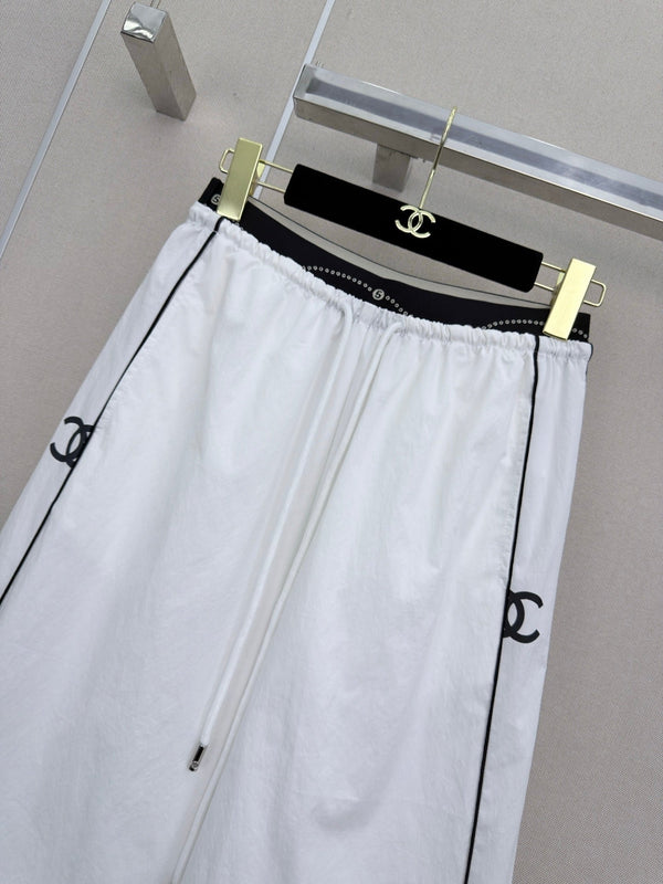 CC Double C Logo Printed Wide-leg Pants White in Nylon 379603