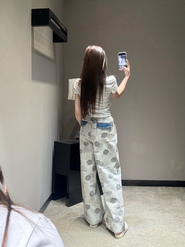 CC Wide-leg Pants Grey in Cotton 378123