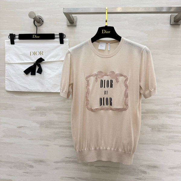 CD Knit Short-Sleeve T-Shirt Beige in Mulberry silk 379365