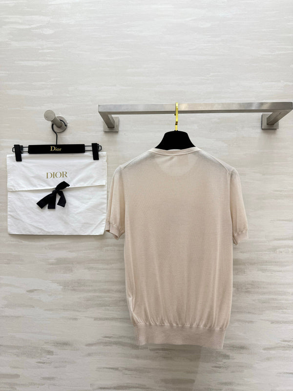 CD Knit Short-Sleeve T-Shirt Beige in Mulberry silk 379365