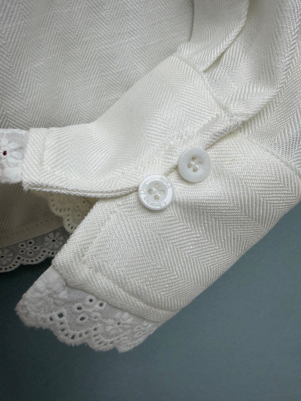 CD 26 Lace Stand Collar Shirt White in Cotton 379094