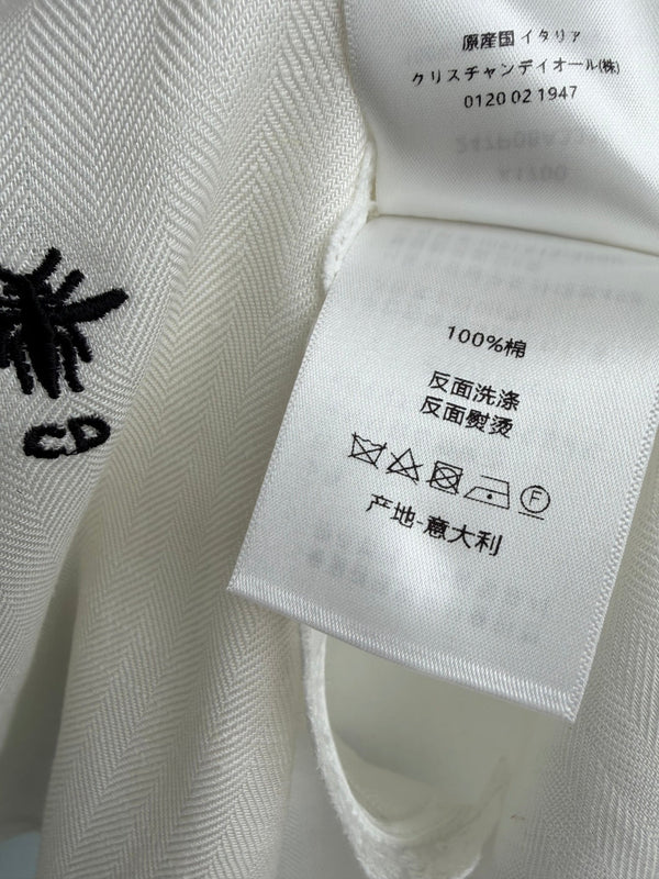 CD 26 Lace Stand Collar Shirt White in Cotton 379094