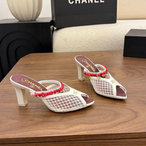 CC 26 Mules Coco Beach 80 mm Blanches en Mesh 757987
