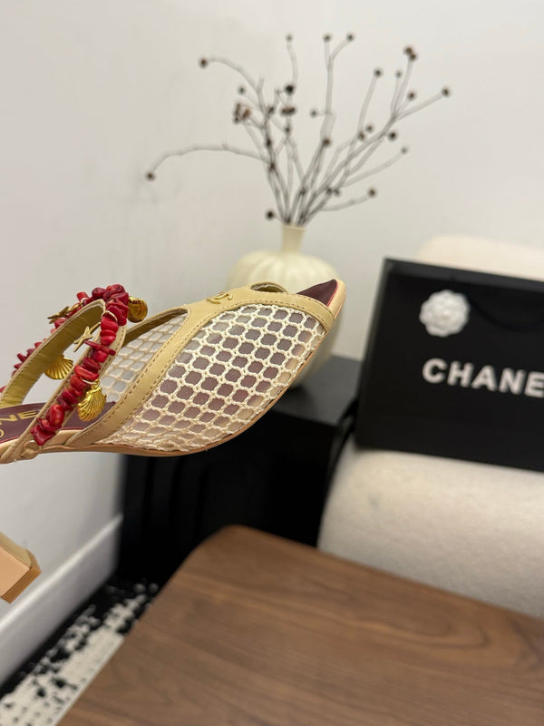 CC 26 Mules Coco Beach 80 mm Beige en maille 757986