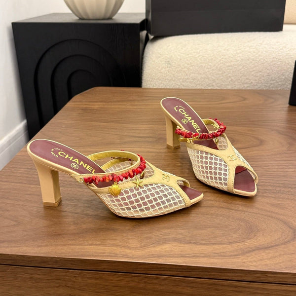 CC 26 Mules Coco Beach 80 mm Beige en maille 757986