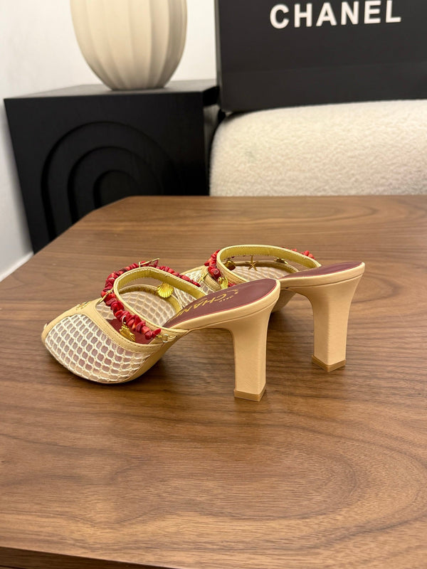 CC 26 Mules Coco Beach 80 mm Beige en maille 757986