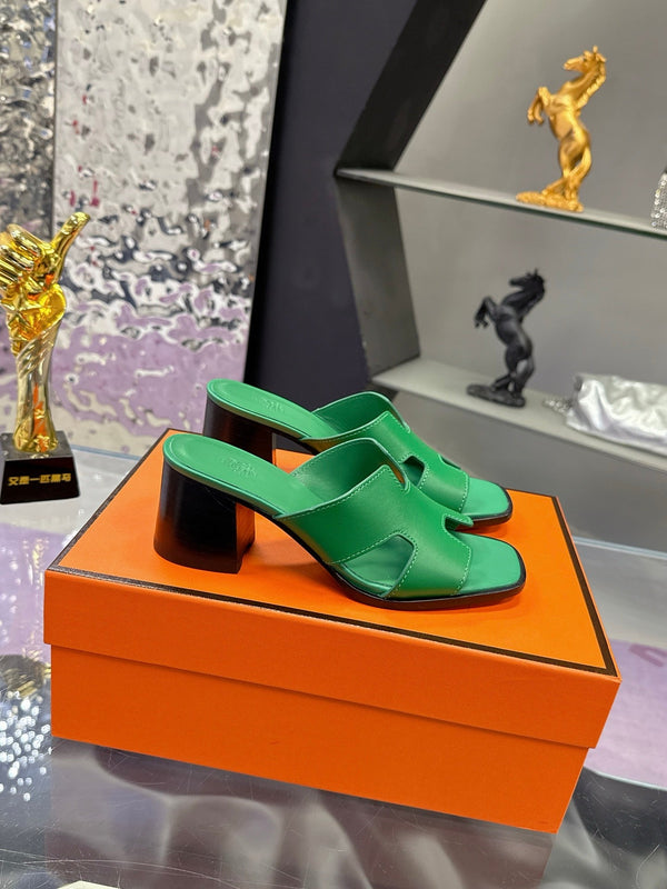 HM Sandal 90mm Green in Cowhide 757941