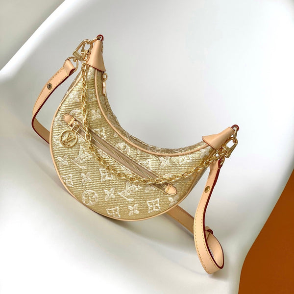 LV Loop Baguette Bag 23cm Gold in Monogram Coated Canvas 286670