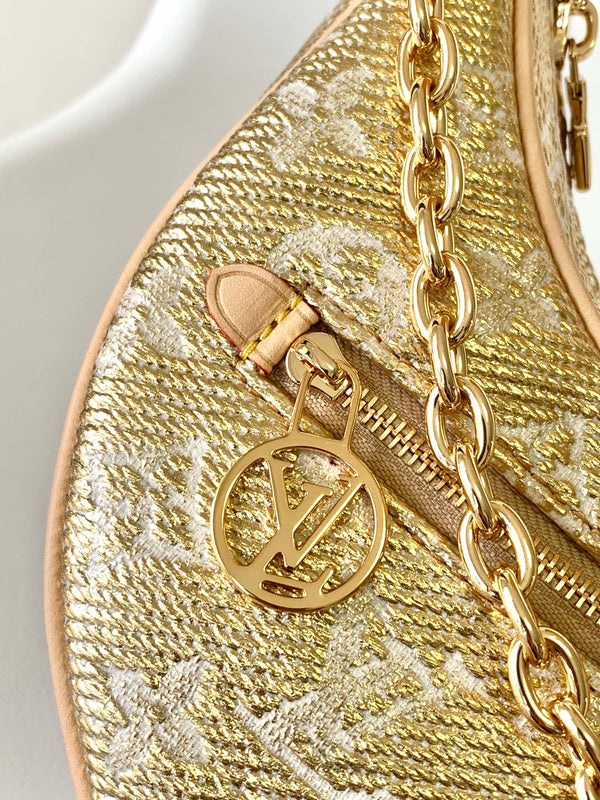 LV Loop Baguette Bag 23cm Gold in Monogram Coated Canvas 286670