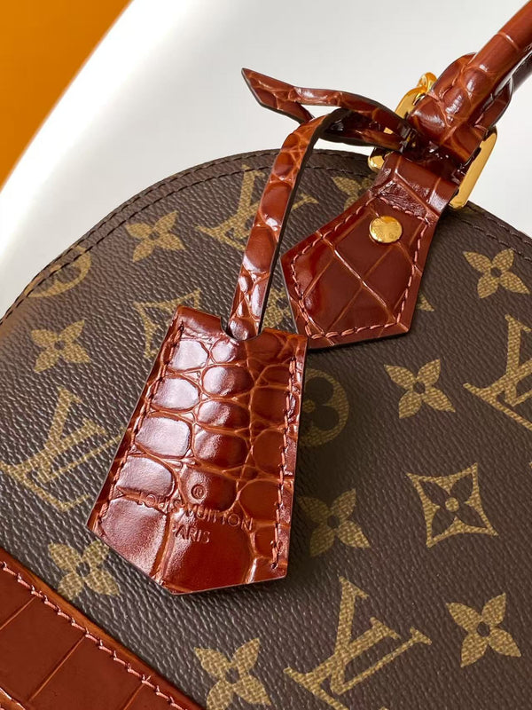 LV Alma BB Handbag 23.5cm Brown Burgundy in Monogram with Cowhide trim 287226