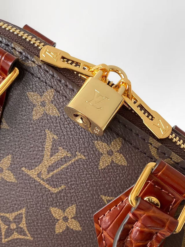 LV Alma BB Handbag 23.5cm Brown Burgundy in Monogram with Cowhide trim 287226