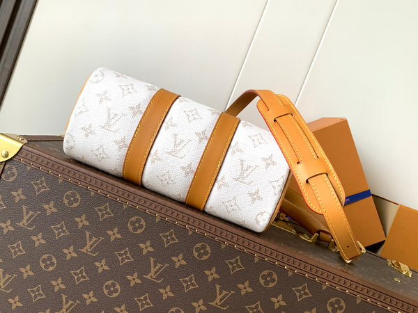 LV Keepall 25 Bandoulière Handbag White in Monogram coated Canvas 287218