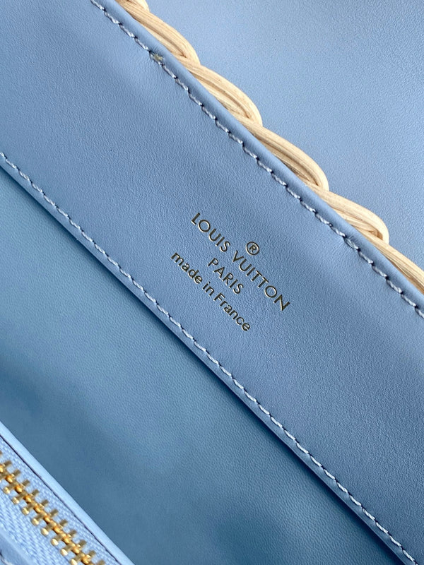 LV Capucines Mini Handbag Blue in Rattan and Cowhide leather 287162