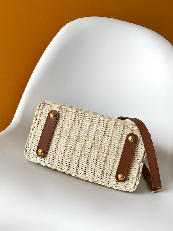 LV Capucines Mini Handbag Brown in Rattan and Cowhide leather 287159