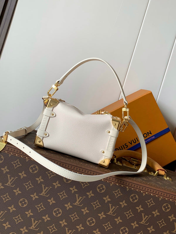 LV Side Trunk Bag 18cm White in Cowhide 287101