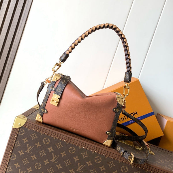 LV Side Trunk Bag 23.5cm Brown in Cowhide 287099