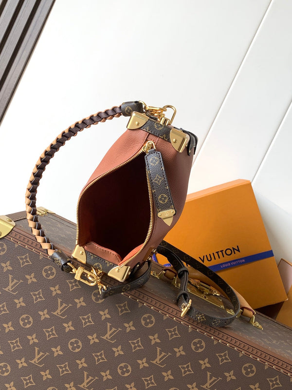 LV Side Trunk Bag 23.5cm Brown in Cowhide 287099