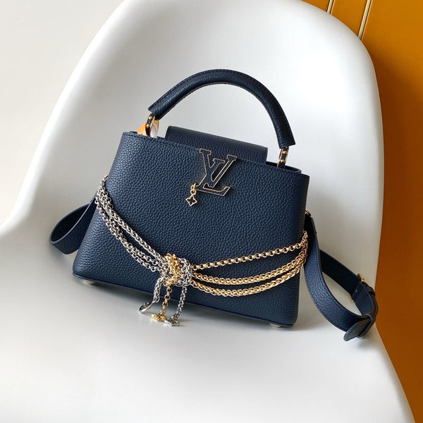 LV Capucines Mini Handbag Navy Blue in Taurillon Calfskin leather 287072
