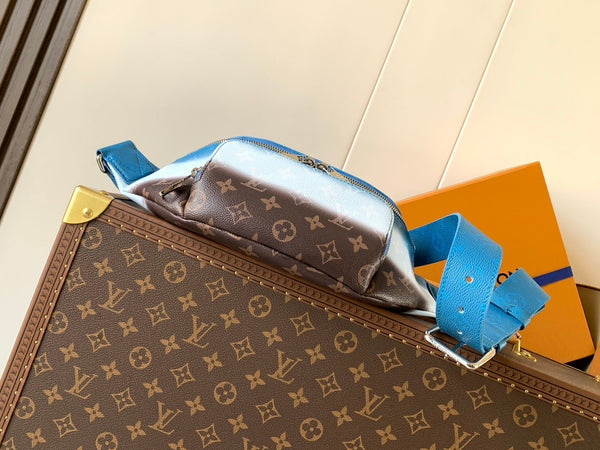 LV Rush Bumbag 30cm Gradient Blue in Monogram Shadow Cowhide leather 287015