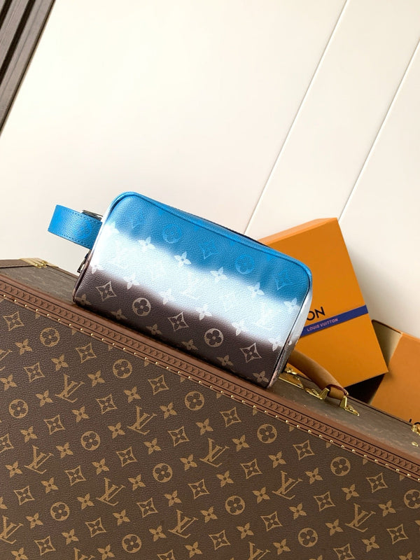 LV Locker Dopp Kit toiletry Bag 23cm Gradient Blue in Monogram Canvas 287017