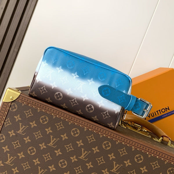 LV Locker Dopp Kit toiletry Bag 23cm Gradient Blue in Monogram Canvas 287017