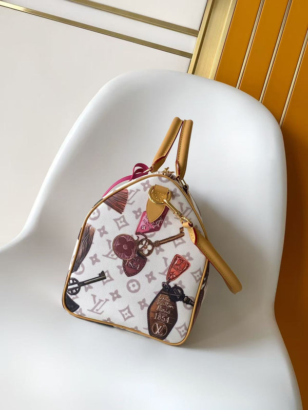 LV Speedy Soft 30 Bag White in Monogram coated Canvas 287011