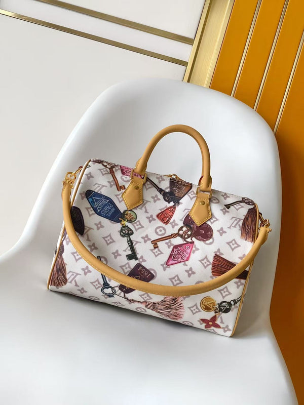 LV Speedy Soft 30 Bag White in Monogram coated Canvas 287011