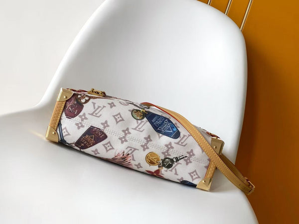 LV Side Trunk Handbag 30cm White in Monogram Canvas 287009