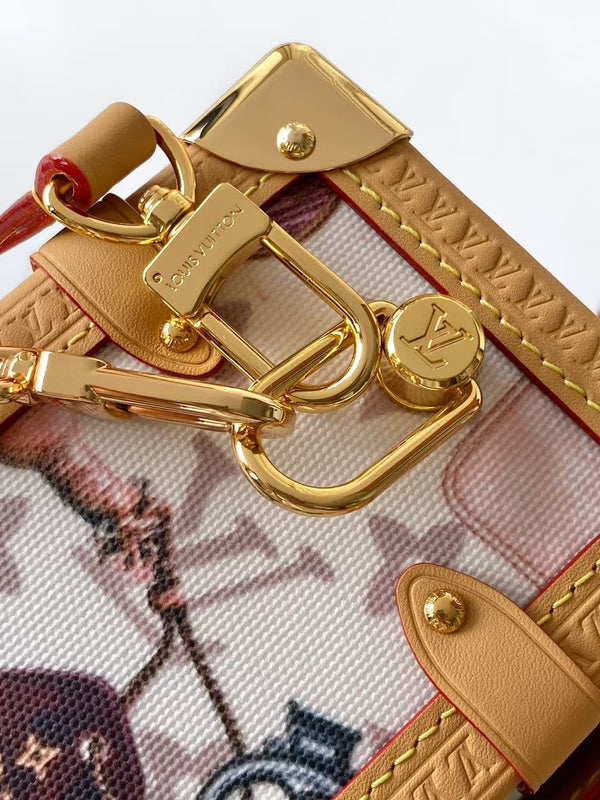 LV Side Trunk Handbag 30cm White in Monogram Canvas 287009
