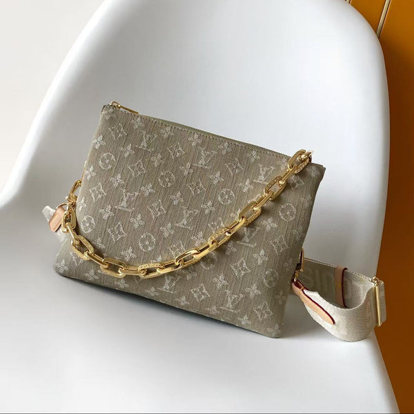 LV Coussin Bag 26 Greige in Cotton Denim 287007