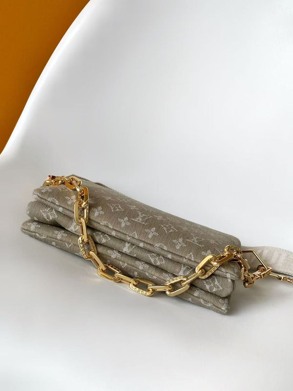 LV Coussin Bag 26 Greige in Cotton Denim 287007