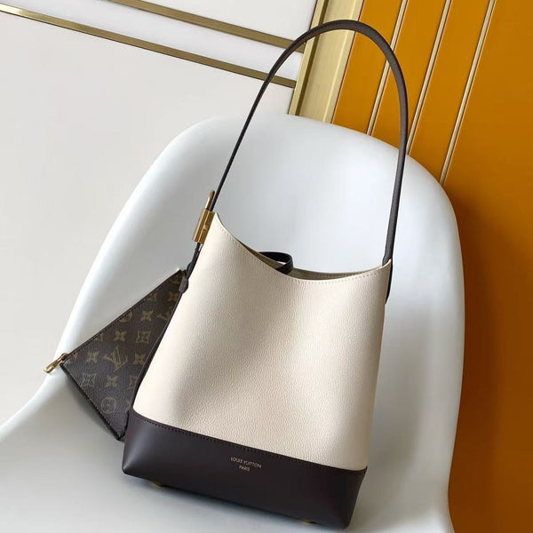 LV Low Key Hobo Bag 28 White Black in Smooth Cowhide 286849