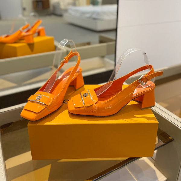 LV Slingback Heel 50mm Orange in Patent Leather 769028