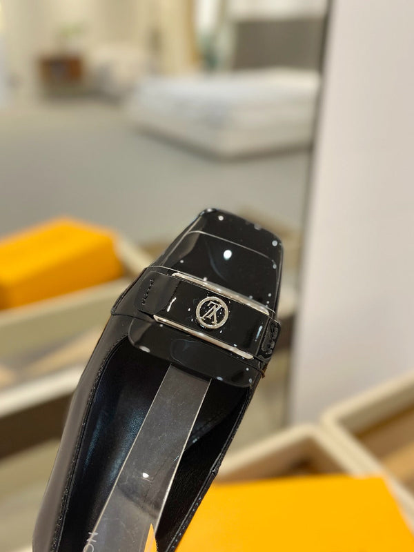 LV Slingback Heel 50mm Black in Patent Leather 769029